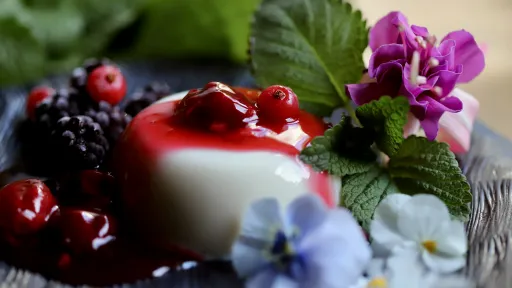 Wegańska Panna Cotta z wiśniową frużeliną vegestyl