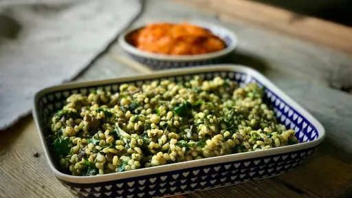 Kaszotto z bakłażanem i pieczarkami vegestyl