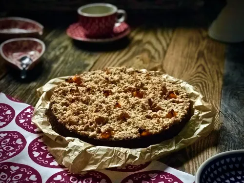 Tofurnik pieczony z brzoskwiniami i mango - vegestyl