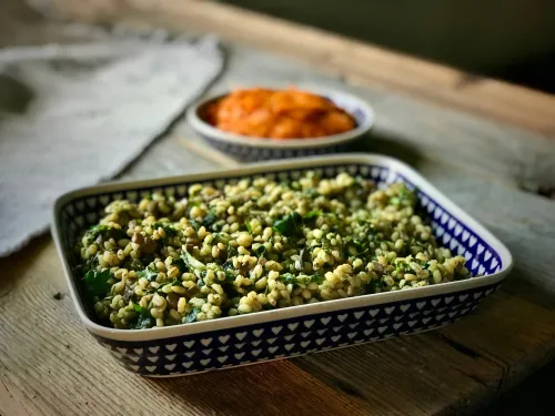 Kaszotto z bakłażanem i pieczarkami vegestyl