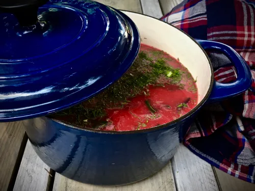 Zupa botwinkowa zabielana śmietanką kokosową vegestyl