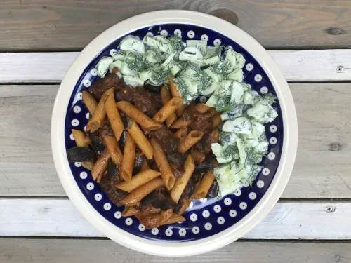 Makaron z bakłażanem vegestyl