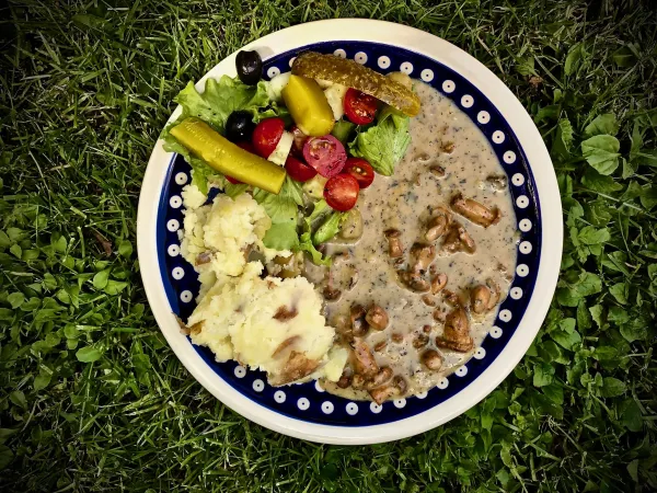 Grzybki w sosie z ziemniakami vegestyl