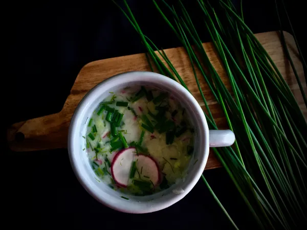 Chłodnik og&oacute;rkowo-rzodkiewkowy vegestyl